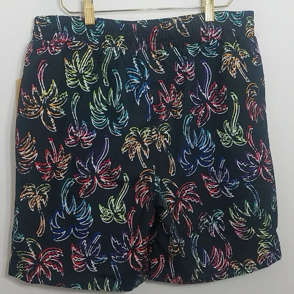 Thereabouts Boy's XL 18/20 Swim Trunks Short Boardshorts Black Palm Trees